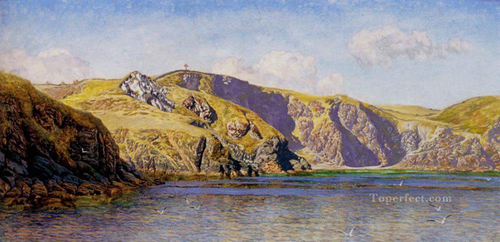 穏やかな海の風景のある海岸の風景 ブレット・ジョン油絵